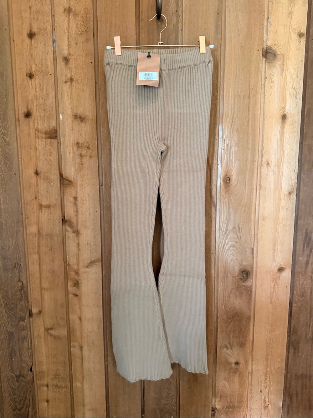 Frankie's Bikinis Tan Ribbed Track Pants & Button Cardigan Set - Picture 5 of 7